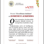 Attestato premio "Eccellenza italiana" a Domenico Auriemma